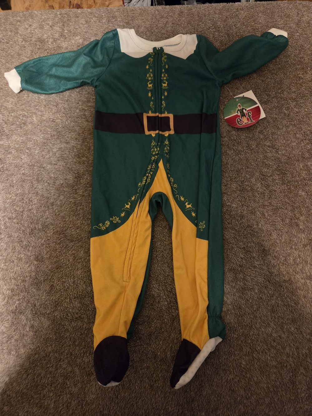ELF Green and Yellow Kids Elf Footed Costume Pajama
